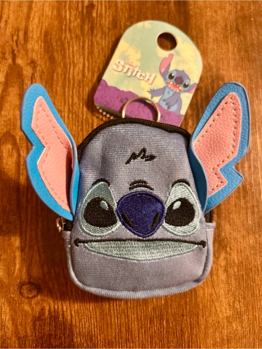 Disney Stitch Kids Keychain Coin Purse - Blue Pink Ears